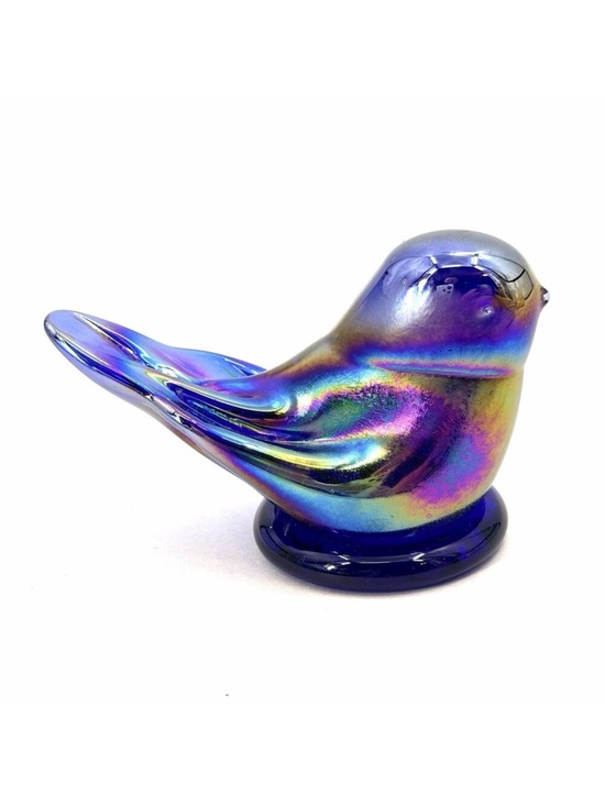 Rainbow Bird Other - Signed Handblown Leo Ward 1990 Rainbow Bird Carnival Glass Figurine